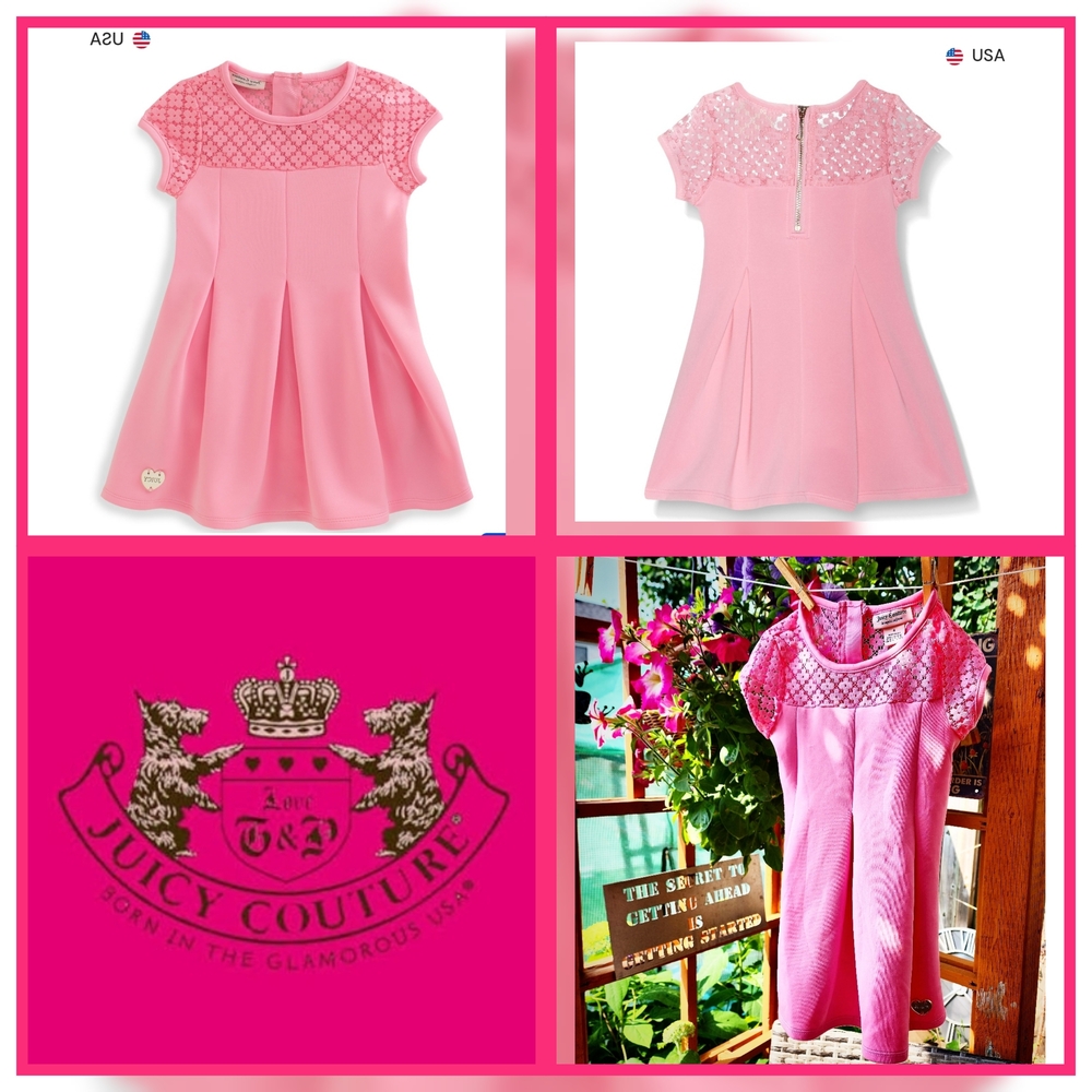 💕 Stunning Juicy Couture Pink Scuba Dress with Embellished Hem 💕